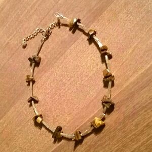anklet ankle bracelet Tiger eye glass bead gold NEW